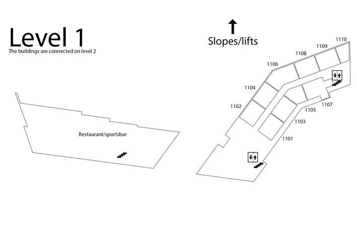 Alla Valles lägenheter ligger på första etage/markplan